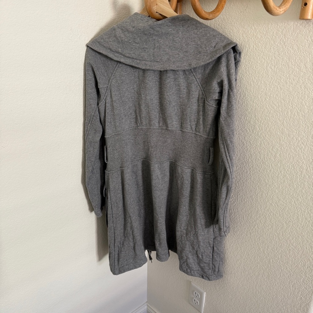 ARMANI EXCHANGE Heather gray long zip up jacket high neck ribbed waist size M - Picture 5 of 7